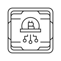 cpu cryptocurrency mining line icon illustration vector