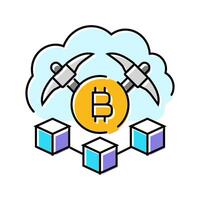 cloud cryptocurrency mining color icon illustration vector