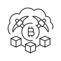 cloud cryptocurrency mining line icon illustration vector
