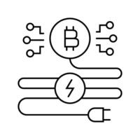 power consumption cryptocurrency mining line icon illustration vector