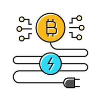 power consumption cryptocurrency mining color icon illustration vector