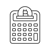 calculator cryptocurrency mining line icon illustration vector