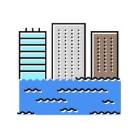 flooded building disaster color icon illustration vector