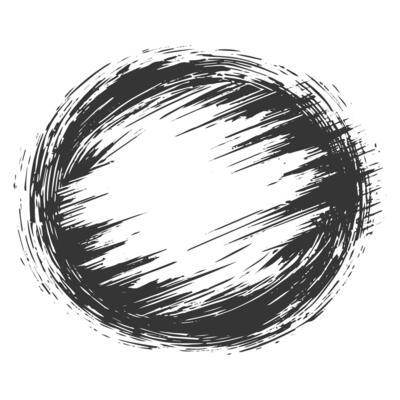 A black and white drawing of a circle