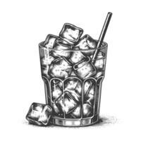 Ice cubes in a glass with a straw vector