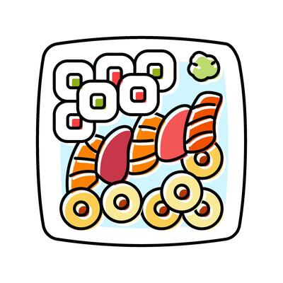 sushi raw foodist color icon illustration