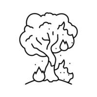 flaming tree wildfire disaster line icon illustration vector