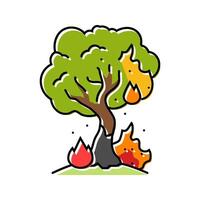 flaming tree wildfire disaster color icon illustration vector