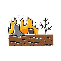 scorched earth wildfire disaster color icon illustration vector