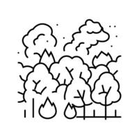burning forest wildfire disaster line icon illustration vector