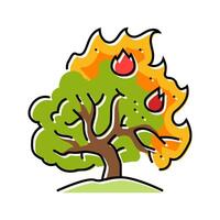 burning bush wildfire disaster color icon illustration vector