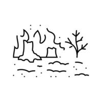 scorched earth wildfire disaster line icon illustration vector