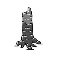 charred tree trunk wildfire disaster color icon illustration vector
