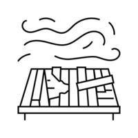 damaged roof hurricane disaster line icon illustration vector