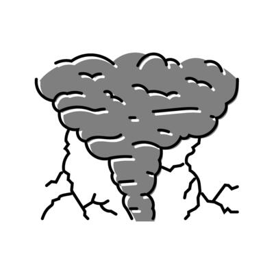 lightning hurricane disaster color icon illustration