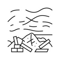 debris from hurricane hurricane disaster line icon illustration vector