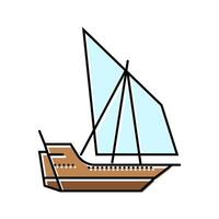 dhow ancient ship color icon illustration vector