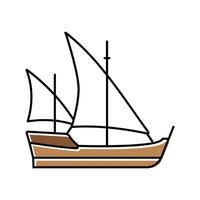 caravel ancient ship color icon illustration vector