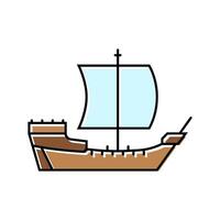 cog ancient ship color icon illustration vector