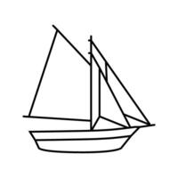 sloop ancient ship line icon illustration vector