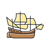 clipper ancient ship color icon illustration vector