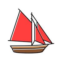 sloop ancient ship color icon illustration vector