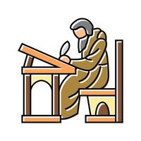 monk scribe byzantine color icon illustration vector