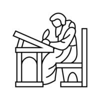 monk scribe byzantine line icon illustration vector