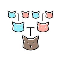 pedigree chart cat breeding color icon illustration vector