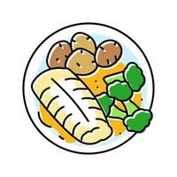 poached fish color icon illustration vector
