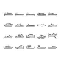 ship cargo maritime navigation icons set vector
