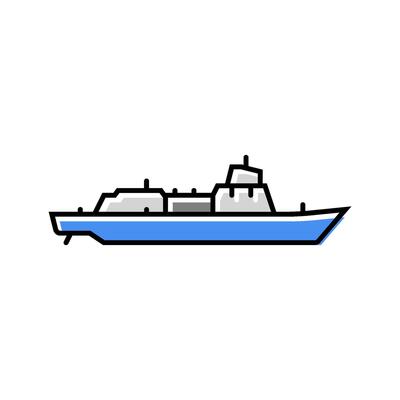 frigate ship color icon illustration