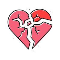 broken heart fracture color icon illustration vector