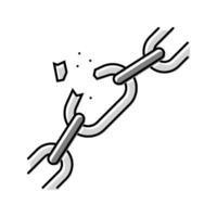 broken chain link fracture color icon illustration vector