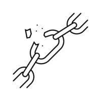 broken chain link fracture line icon illustration vector