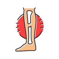 broken leg fracture injury color icon illustration vector