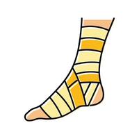 bandaged foot fracture injury color icon illustration vector