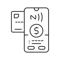 phone tapping card nfc technology line icon illustration vector