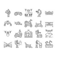 robot harvests automation icons set vector
