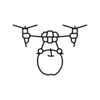 harvesting drone robot harvests line icon illustration vector