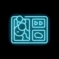 Neon icon of a gps device showing location with buttons for zoom and menu vector