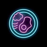 Neon sign showing a fried egg sunny side up with smoke on a plate vector