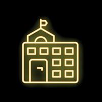 Glowing neon icon of school building on a black background vector
