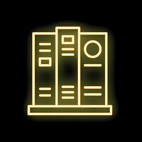Neon sign of office folders standing on the shelf vector