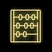 Yellow neon icon of a vintage counting frame glowing on a black background vector