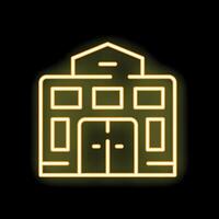 Glowing neon line building icon isolated on black background vector