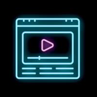 Neon icon of player displaying play button vector