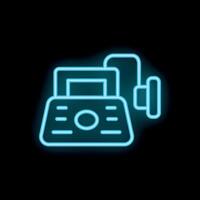 Neon style icon of a credit card reader processing payment vector