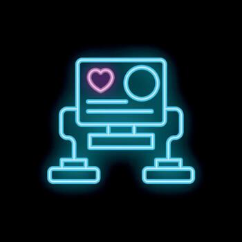 neón icono de computadora sistema Procesando amor datos vector