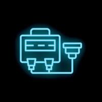 Neon icon of a surveillance camera system recording to a digital recorder vector